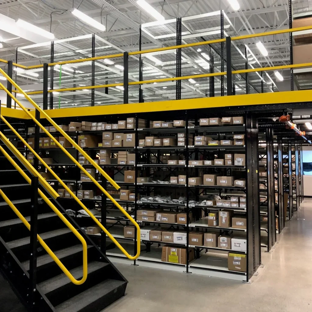 Shelving Under and on Top of Mezzanine