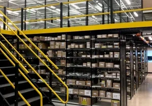 Shelving Under and on Top of Mezzanine
